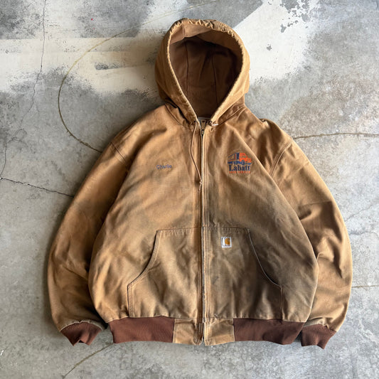 Vintage 90s Distressed Hooded Carhartt Jacket - XL