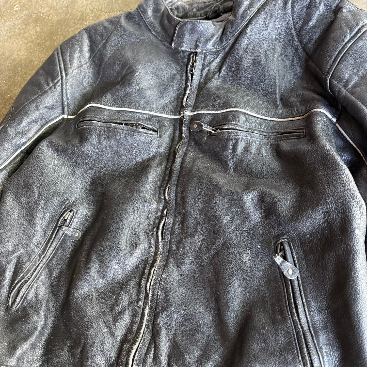 Vintage Y2K Biker Leather Jacket - XL