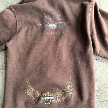 Vintage Woman’s Brown Harley Davidson Zip Up Hoodie - S