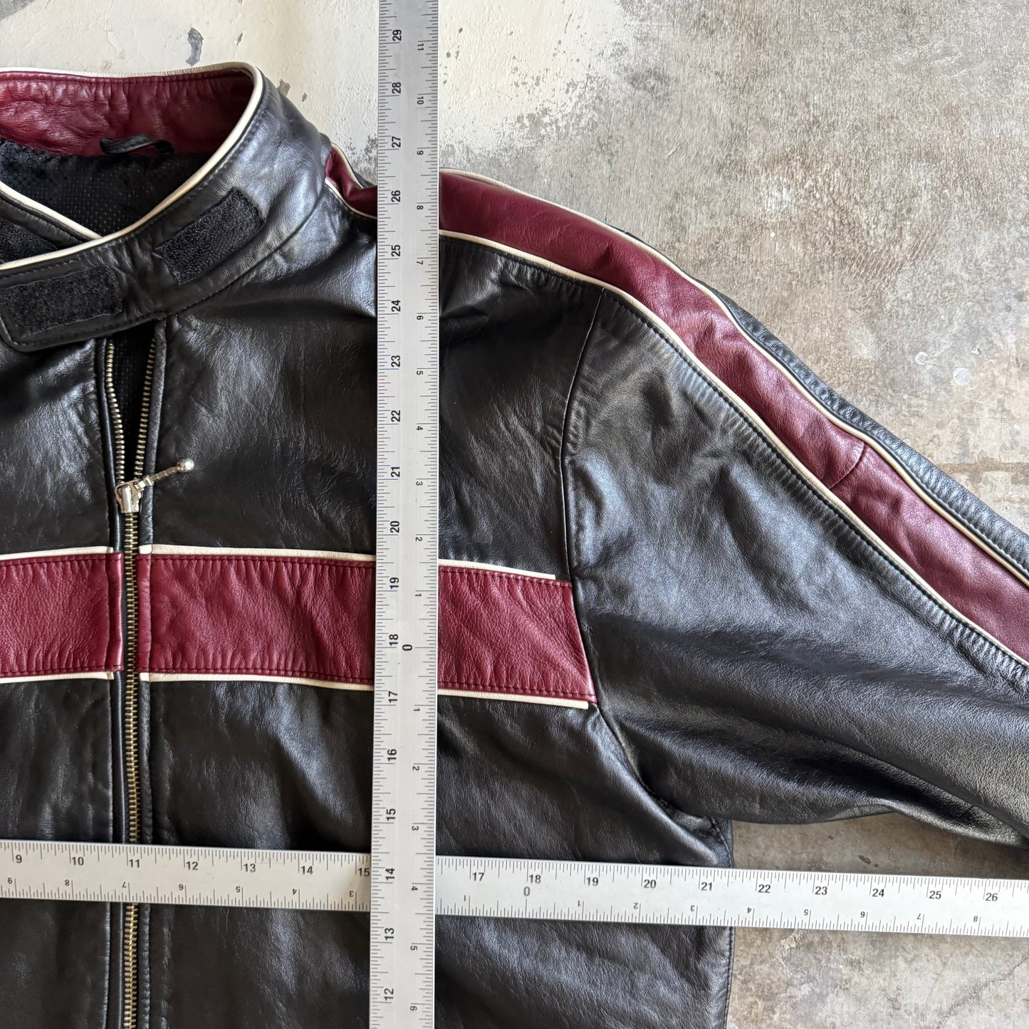 Vintage 00s Leather Maroon Biker Jacket - L