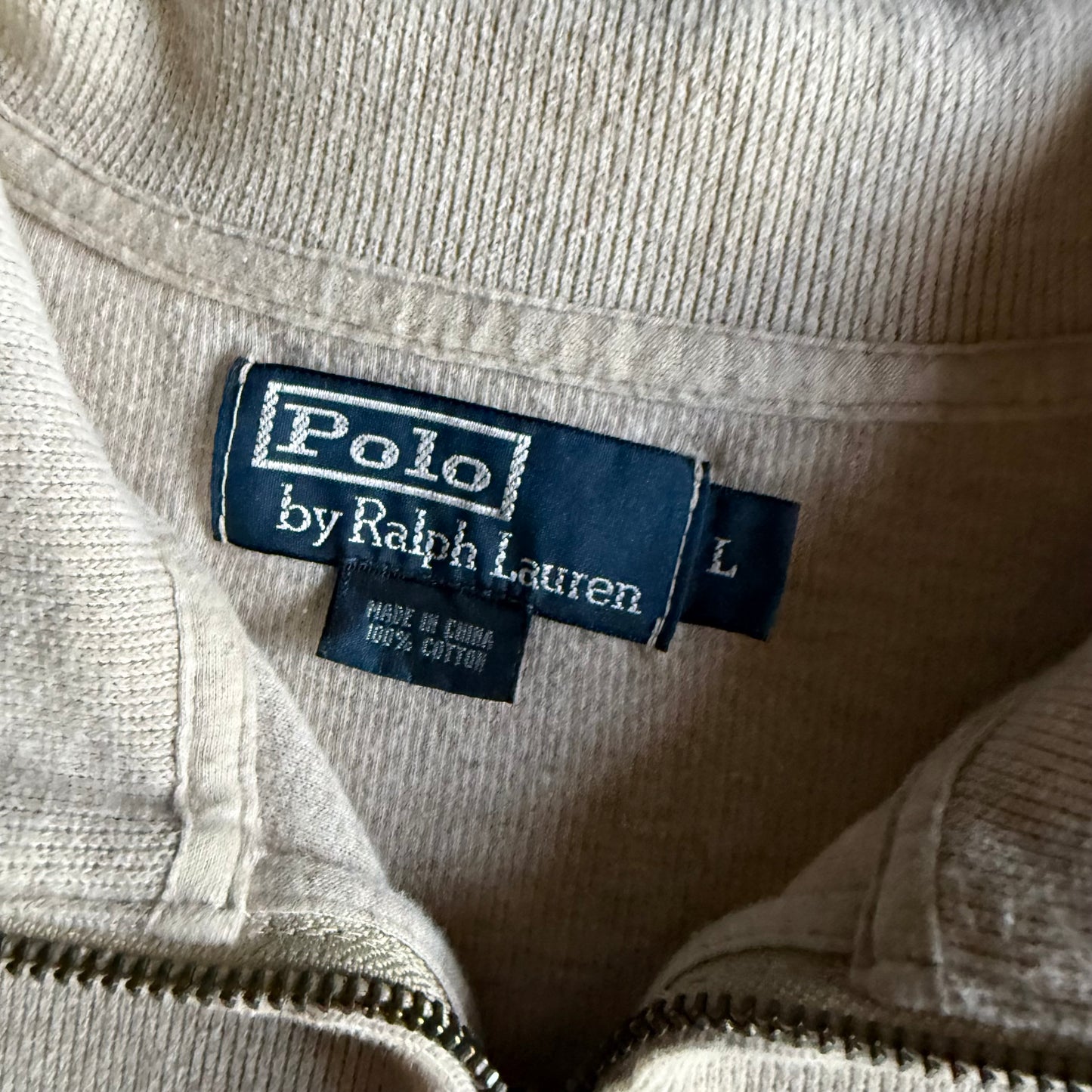 Vintage 90s Creme Polo Ralph Lauren Quarter Zip - L