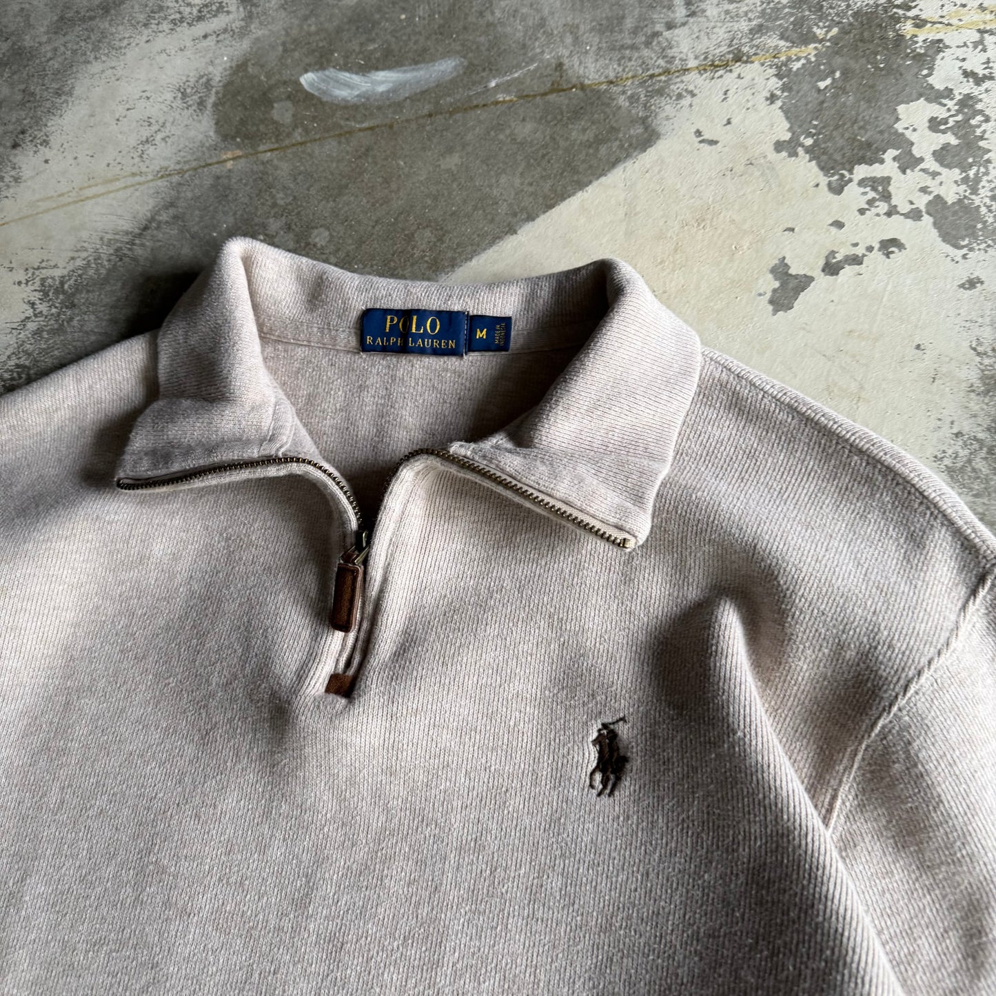 Vintage 90s Creme Polo Ralph Lauren Quarter Zip - M