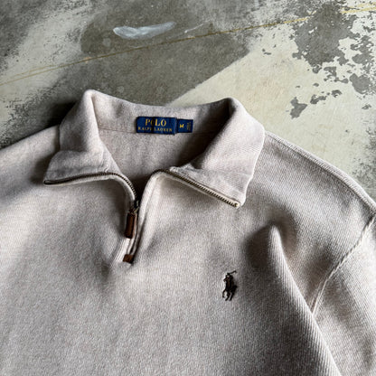 Vintage 90s Creme Polo Ralph Lauren Quarter Zip - M