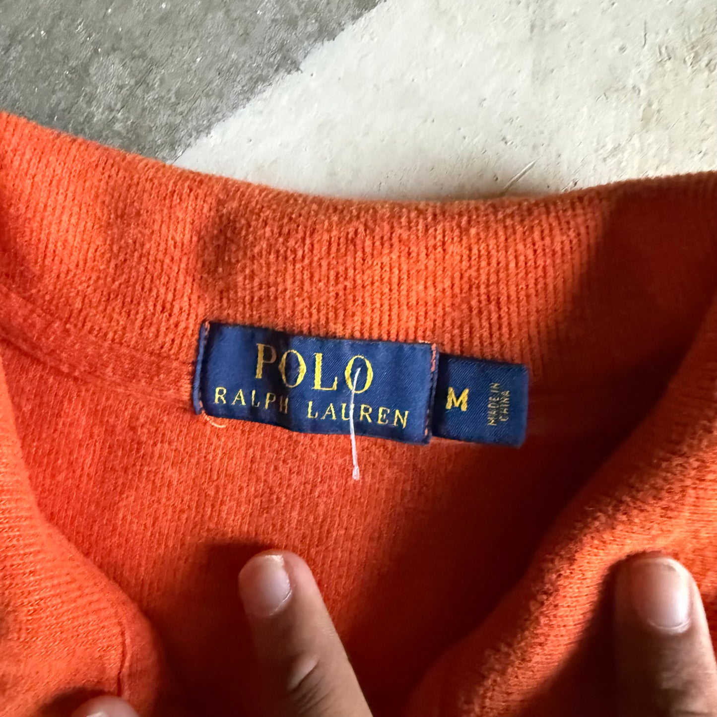 Vintage 00s Orange Polo Ralph Lauren Quarter Zip - M