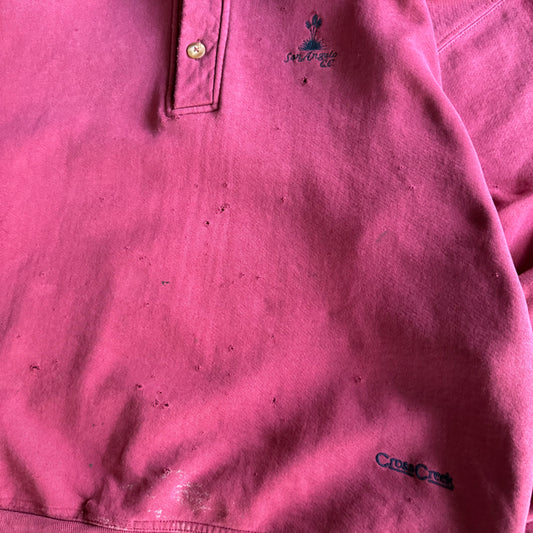 Vintage 90s Fall Distressed 1/4 Crewneck - XL