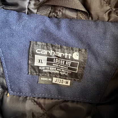 Navy Blue Hooded Carhartt Jacket - XL