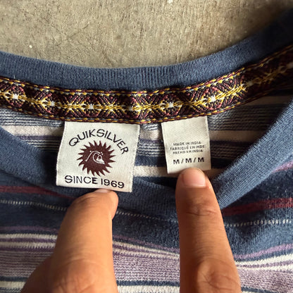 Vintage 00s Quicksilver Striped Tshirt - M