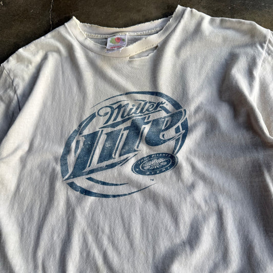 Vintage 00s Distressed Miller Lite Tshirt - M
