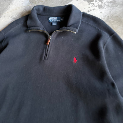 Vintage 90s Black Polo Ralph Lauren Quarter Zip - XL