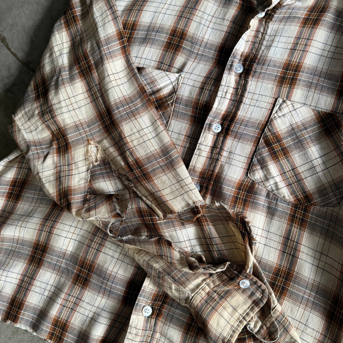 Vintage 80s Fall Cropped Flannel - M