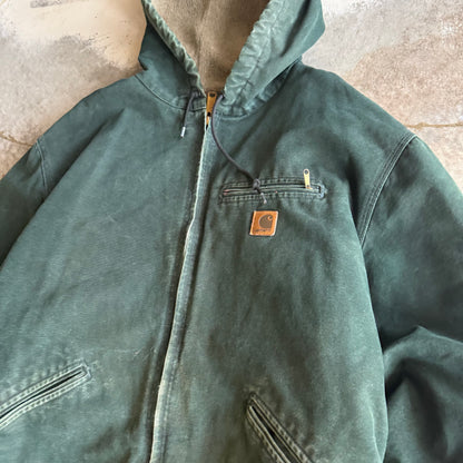 Vintage 00s Green Hooded Carhartt Jacket - XXL