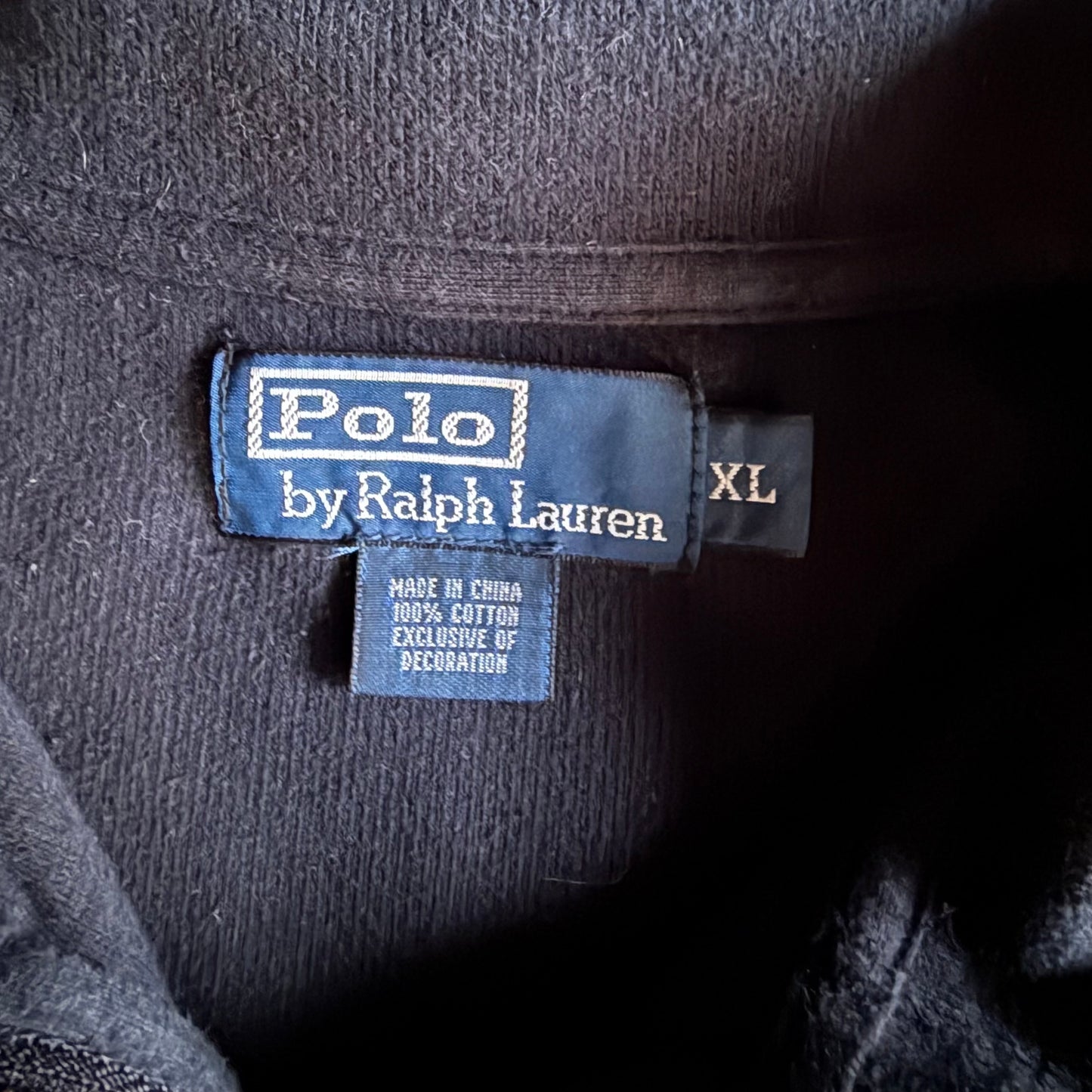 Vintage 90s Black Polo Ralph Lauren Quarter Zip - XL