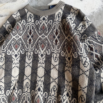 Vintage 90s Grandpa Knit Sweater - L