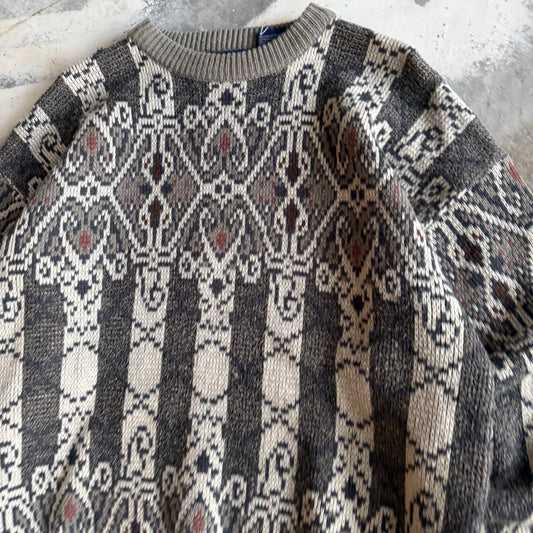 Vintage 90s Grandpa Knit Sweater - L